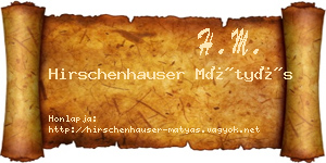 Hirschenhauser Mátyás névjegykártya